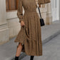 V-Neck Flounce Sleeve Ruffle Hem Dress