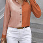 Contrast Collared Neck Long Sleeve Shirt