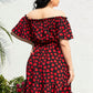 Plus Size Heart Print Off-Shoulder Tied Dress