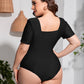 Plus Size Scoop Neck Short Sleeve One-Piece Swimsuit