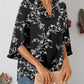 Notched Slit Half Sleeve Blouse