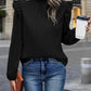 Mock Neck Ruffle Shoulder Blouse