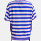 Full Size Contrast Stitching Striped Round Neck T-Shirt