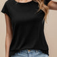 Pearl Detail Round Neck Short Sleeve Blouse