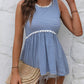 Ivy Lane Striped Lace Trim Round Neck Tank