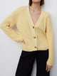 Raglan Sleeve Button Down Cardigan Yellow Green One Size