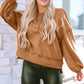 Exposed Seam Half Button Long Sleeve Sweatshirt