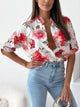 Printed Button Up Half Sleeve Shirt Deep Red