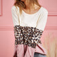 BiBi Leopard Color Block Long Sleeve T-Shirt