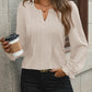 Notched Flounce Sleeve Blouse