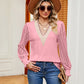 Contrast V-Neck Long Sleeve Blouse