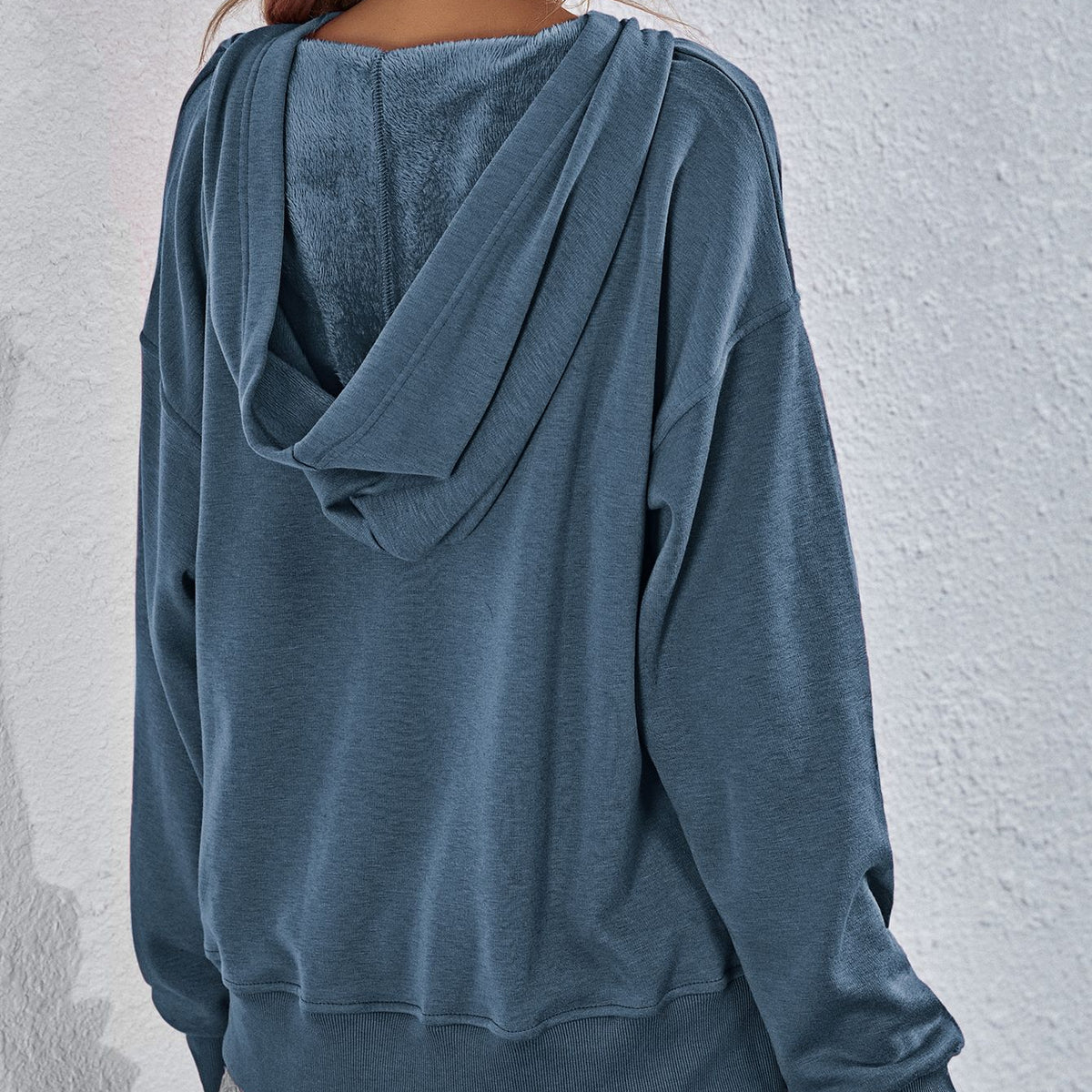 Dropped Shoulder Slit Hoodie