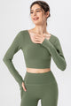 Square Neck Crisscross Active T-Shirt Matcha Green