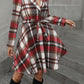 Plaid Tie Waist Long Sleeve Outerwear