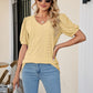 Eyelet Puff Sleeve V-Neck Top