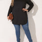 Plus Size Slit Long Sleeve T-Shirt