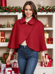 Collared Neck Cropped Cape Deep Red One Size