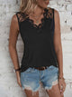 Lace Detail V-Neck Tank Black