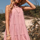 Tie Back Sleeveless Tiered Dress