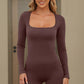 Square Neck Long Sleeve Active Romper