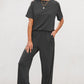 Round Neck Short Sleeve Top and Pants Set