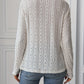 Eyelet Boat Neck Long Sleeve Blouse