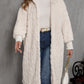 Plus Size Open Front Hooded Plush Coat