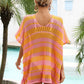 Tassel Openwork Striped V-Neck Cover Up