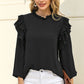 Ruffled Round Neck Long Sleeve Blouse