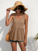Ivy Lane Decorative Button Scoop Neck Tank Khaki
