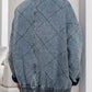 MeiMei Pocketed Zip Up Dropped Shoulder Denim Jacket