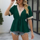 V-Neck Puff Sleeve Babydoll Top