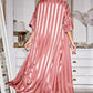 Striped Flounce Sleeve Open Front Robe and Cami Dress Set