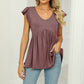 V-Neck Flutter Sleeve Babydoll Blouse