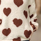 Fuzzy Heart Pocketed Dropped Shoulder Hoodie