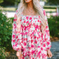 Floral Square Neck Layered Dress