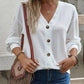 V-Neck Dropped Shoulder Blouse