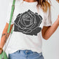 Rose Graphic Round Neck Short Sleeve T-Shirt