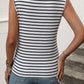 Decorative Button Striped Notched Tank