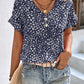 Printed V-Neck Short Sleeve Blouse