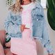 Distressed Raw Hem Denim Jacket Light