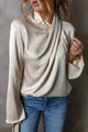 Cutout Ruched Long Sleeve Blouse Ivory