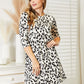 Celeste Full Size Leopard Three-Quarter Sleeve Dress with Pockets