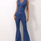 V-Neck Sleeveless Denim Jumpsuit