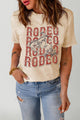 Letter Graphic Cuffed Tee Shirt Light Apricot