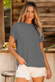 Exposed Seam Round Neck Short Sleeve T-Shirt Dark Gray