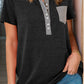 Full Size Half Button Short Sleeve T-Shirt