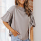 Puff Sleeve Curved Hem Blouse