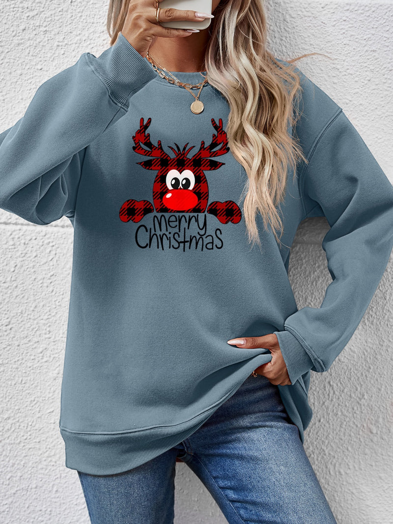 MERRY CHRISTMAS Graphic Sweatshirt Air Force Blue