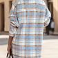 MeiMei Pocketed Plaid Button Up Dropped Shoulder Shacket